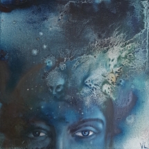 huile sur toile, 20x20cm, 80 euros Angoisses parasites