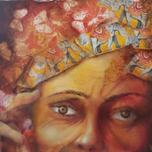 Collage et huile sur toile 20x20cm, 90 euros NimporteQuoi